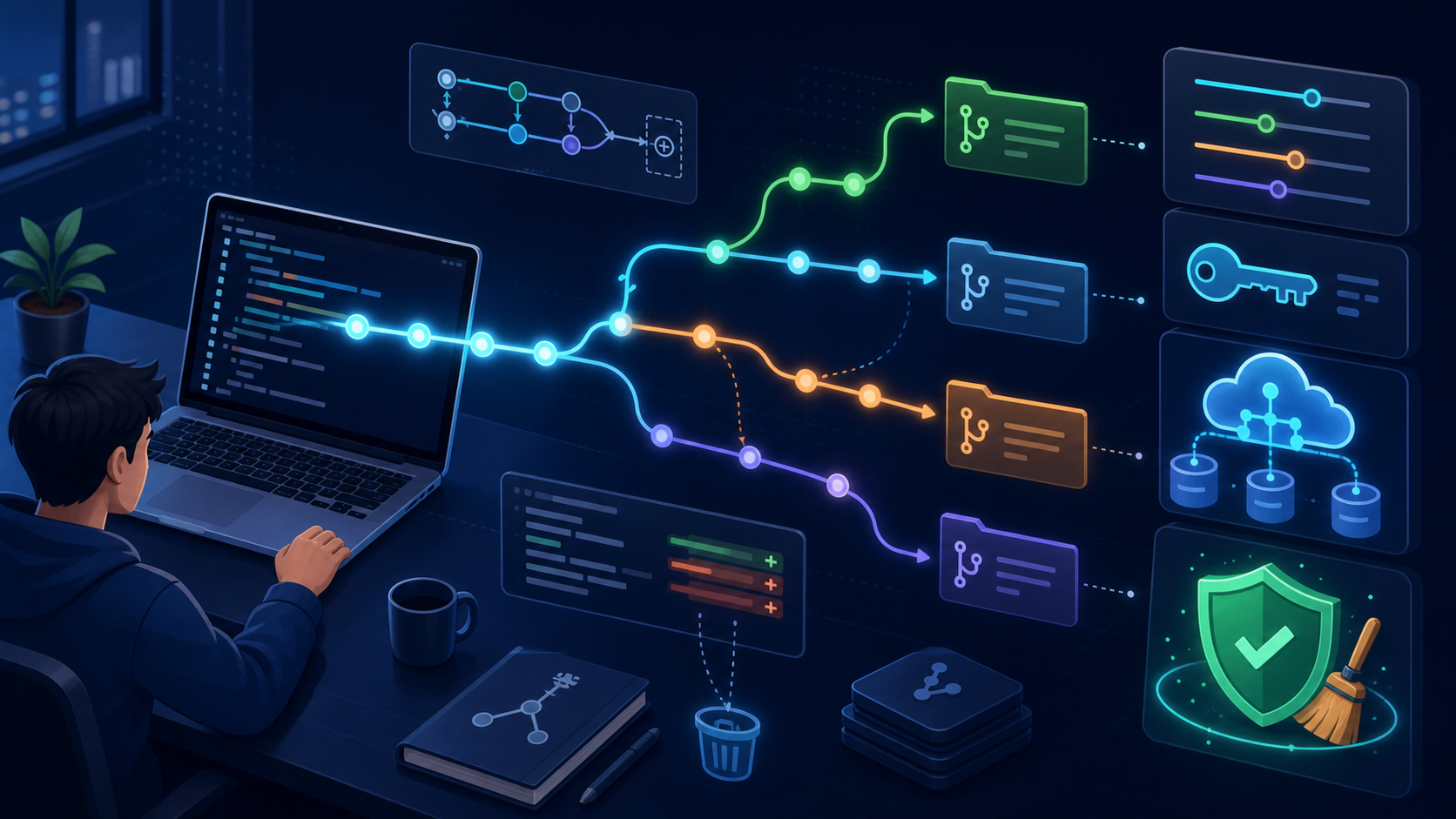Git 工作流总览：配置、SSH、多仓库与历史清理